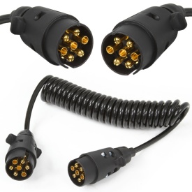 Prelungitor spiral pentru remorcă Mar-Pol 3 m, 7 pini, 12V, cu 2 mufe masculine pentru conexiune sigură