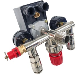 Presostat compresor 400V MaxRom cu 2 manometre, regulator și 2 cuple rapide, presiune reglabilă 3-12,5 bar - Img 11
