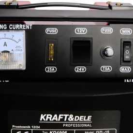 Redresor auto KraftDele KD1907 12V/24V 20A pentru acumulatori 60-200Ah, cu ampermetru și siguranțe de protecție - Img 2