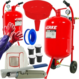 Sablator mobil cu rezervor sifon 38L VERKE, 4 duze, furtun 3 m, pentru curatare metal, garduri si piese auto - Img 1