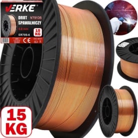 Sârmă de sudură cuprată VERKE 0,8 mm, rolă 15 kg, pentru aparat MIG/MAG, pentru oțeluri nealiate și lucrări de caroserie - Img 2