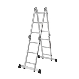 Scară articulată din aluminiu cu platformă KraftDele KD4070, 4x3 trepte, înălțime maximă 346 cm