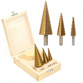Set burghie metal conice in trepte 4-32 mm 3 bucati titan TA4036 TAGRED - Img 1