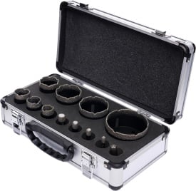 Set carote diamantate KraftDele KD11227, 12 piese, 6-68 mm, cu valiză și adaptor pentru găurire umedă în gresie și ceramică - Img 4
