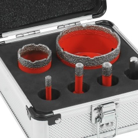Set carote diamantate M14 MaxRom, 6 piese, 6-68 mm, cu adaptor HEX și valiză pentru gresie, faianță, klinker și piatră - Img 4