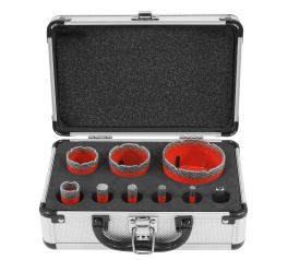 Set carote diamantate M14 MaxRom, 9 piese, 6-68 mm, cu adaptor HEX și valiză pentru gresie, faianță și piatră - Img 5