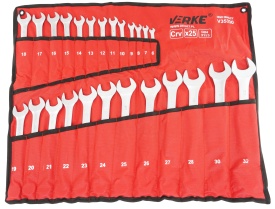 Set chei combinate fixe-inelare 6-32 mm, 25 piese, din oțel crom-vanadiu, cu etui rulabil, MaxRom - Img 6