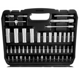 Set chei tubulare MaxRom 94 piese cu trusă de transport, clichet, prelungitoare și capete 1/4 și 1/2 pentru service auto și atelier - Img 3