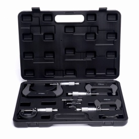Set micrometre de exterior 0-100 mm KraftDele KD10443, 4 piese, precizie 0,01 mm, cu etaloane și valiză