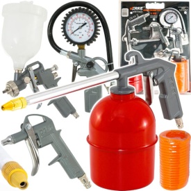 Set pneumatic 5 piese MaxRom cu furtun spiralat, pistoale pentru umflare, suflare, pulverizare și întreținere auto - Img 2