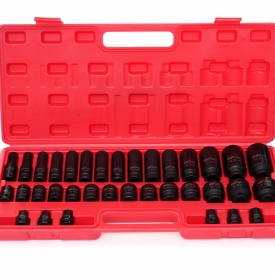 Set profesional de tubulare de impact 1/2 inch KraftDele KD11757, 35 piese scurte și lungi din oțel Cr-Mo, în valiză