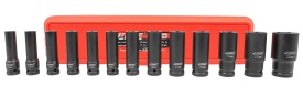 Set tubulare de impact lungi 1/2 inch, 13 piese, 10-32 mm, din oțel crom-vanadiu, cu valiză, MaxRom - Img 3