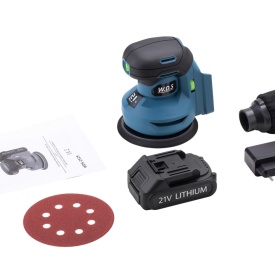 Șlefuitor excentric cu acumulator 21V 3Ah KraftDele WDS2525, disc 125 mm, cu încărcător și reglaj de viteză - Img 4
