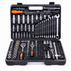 Trusă de scule KraftDele KD10470, 219 piese, cu chei tubulare, biți și accesorii, în valiză pentru atelier și garaj
