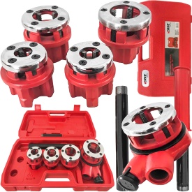 Trusă manuală de filetat țevi 1/2–1 1/4 inch, 4 piese, cu clichet și capete interschimbabile, MaxRom V07512 - Img 1
