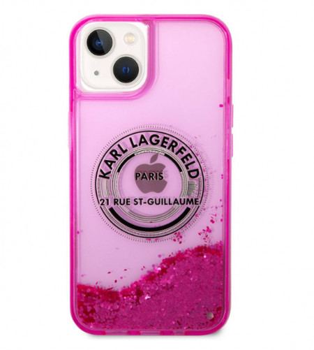 Futrola Karl lagerfeld Liquid Glitter Round Rsg Logo za Iphone 14 pink