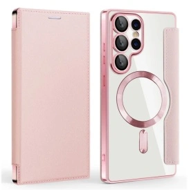 Futrola Magsafe Lux Bi Fold za Samsung Galaxy S25 Ultra roze