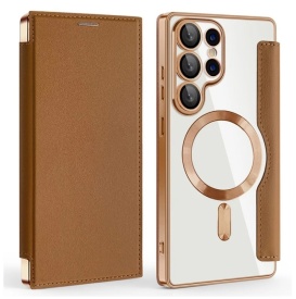 Futrola Magsafe Lux Bi Fold za Samsung Galaxy S25 Ultra braon