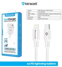 Punjac za iPhone Teracell Evolution TC-16GP, GaN, PD 3.0, 33W sa PD iPhone lightning kablom