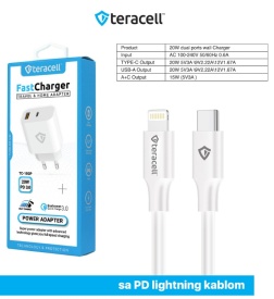 Punjac za iPhone Teracell Evolution TC-15GP, QC 3.0, PD 3.0, 20W sa PD iPhone lightning kablom