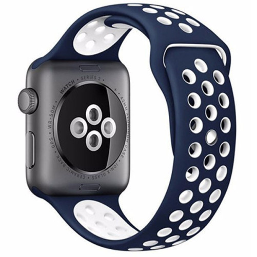Каишка iUni за Apple Watch 1/2/3/4/5/6/7 40 мм Силикон Син/Бял