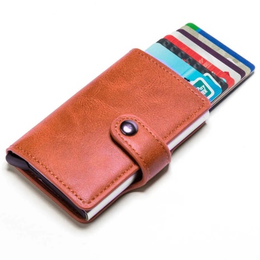Портфейл iUni P2, RFID, слот за 6 карти, шоколадово кафяво
