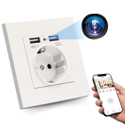 Мини камера iUni PR1, Електрически Контакт, Wi-Fi, Full HD, 2 USB-A порта, Слот за MicroSD карта