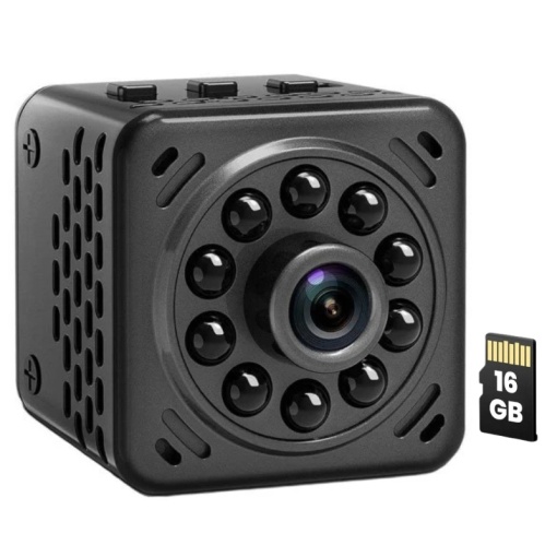 Мини Шпионска камера iUni IP34, Wi-Fi, 16GB, Full HD, Full HD, Аудио-видео, Нощно виждане
