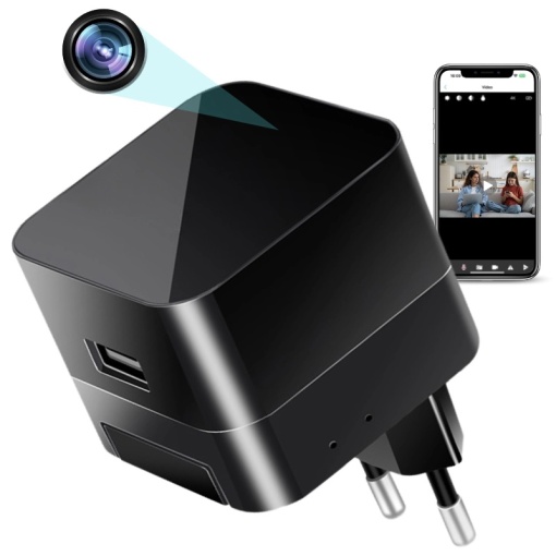 Шпионска камера в USB зарядно iUni IP90, Wi-Fi, Full HD, Нощно виждане, Сензор за движение