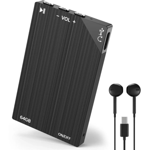 iUni V25 Мини диктофон, 64GB вътрешна памет, 80 часа живот на батерията, MP3 плейър