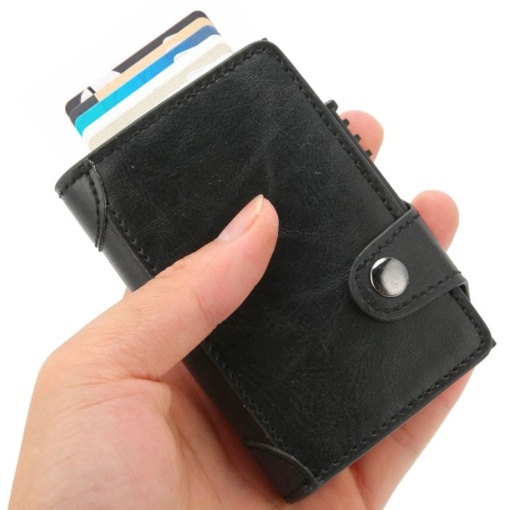 Портфейл iUni P4, RFID, слот за 9 карти, черен