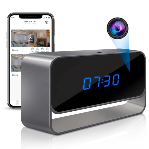 Часовник iUni Spy IP27, 1080p Full HD Шпионска камера, Безжичен, P2P, Нощно виждане, Гласов-Видео запис, Сензор за движение