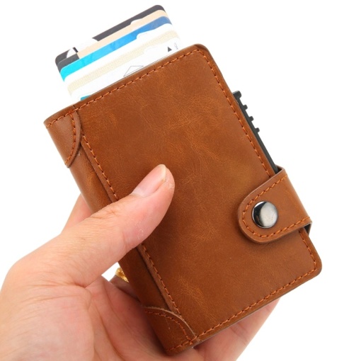 Портфейл iUni P4, RFID, слот за 9 карти, кафяв