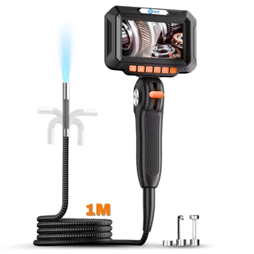 iUni VSP43-D Индустриална Автомобилна Инспекционна Камера, Въртяща се на 180°, Управление с Джойстик, 4.3" IPS Екран, Дължина на Кабела 1 м, 1080P, 8 Регулируеми Светодиода, Обектив 8.5mm, Водоустойчивост IP67, 3000mAh