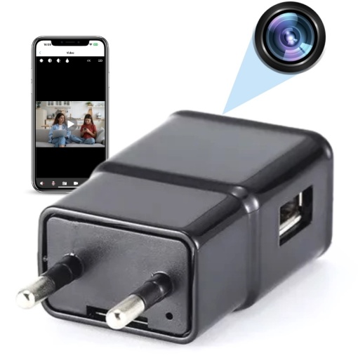 Мини камера iUni IP1000, USB Зарядно, Wi-Fi, Full HD, Поддръжка на MicroSD карта, Преглед на живо на телефон