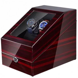 Κουτί για αυτόματα ρολόγια iUni Watch Winder 2 + 3 θέσεις αποθήκευσης, μαόνι - Img 4