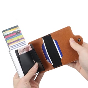 Двоен портфейл iUni P3 RFID, 16 Карти, Тъмно Кафяв - Img 7