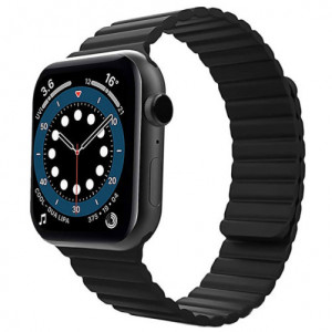 Каишка iUni за Apple Watch 1/2/3/4/5/6/7, Magnetic Silicone, 38мм, Черен - Img 1