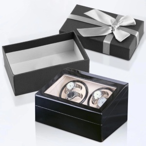 Кутия за Навиване на Часовници iUni, Watch Winder 4 + 6 Места за Съхранение, Черно-Кремава - Img 7