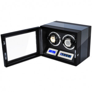 Кутия за самонавиващи се часовници iUni Luxury Watch Winder 2, цвят на въглероден - Img 5