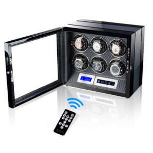 Кутия за самонавиващи се часовници iUni Luxury Watch Winder 6, цвят на въглероден - Img 7