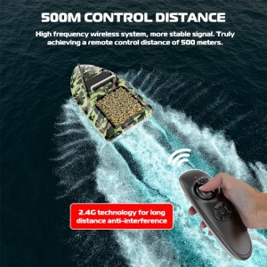 Лодка за риболовна стръв iUni V050, 500m, капацитет 2 кг, 5200mAh, 10km/h, 2.4GHz дистанционно управление, Камуфлажно зелено - Img 7
