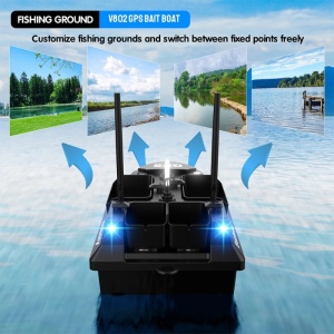 Лодка за Риболовна Стръв iUni V802 PRO, GPS, 5200mAh, 4 Резервоара, 3kg, 500m, 15km/h, 2.4GHz Дистанционно Управление, Черна - Img 6