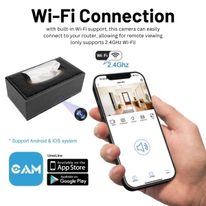 Мини Камера iUni IP73, Поставка за Салфетки, Wi-Fi, Full HD, Слот за microSD Карта, Преглед на Живо на Телефона - Img 3