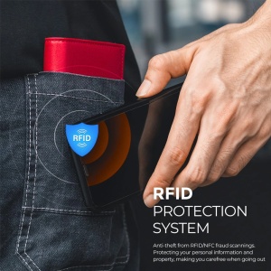 Портфейл iUni P2, RFID, слот за 6 карти, червен - Img 3