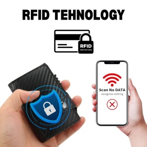 Портфейл iUni P4, RFID, слот за 9 карти, карбонов печат - Img 4
