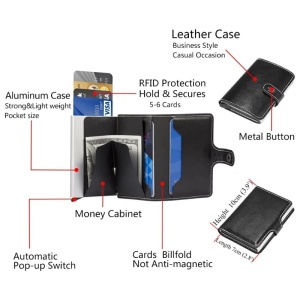 Портфейл RFID iUni P2, слот за 6 карти, черен - Img 12
