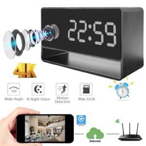 Часовник със шпионска камера iUni IP27 Mini, Wi-Fi, 4K резолюция, Нощно виждане, Сензор за движение - Img 2