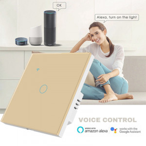 iUni 1F интелигентен сензорен превключвател, Wi-Fi, безопасно стъкло, LED, златен - Img 6