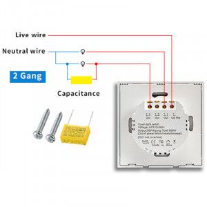 iUni 2F Сензорен превключвател, защитно стъкло, LED, златен - Img 4